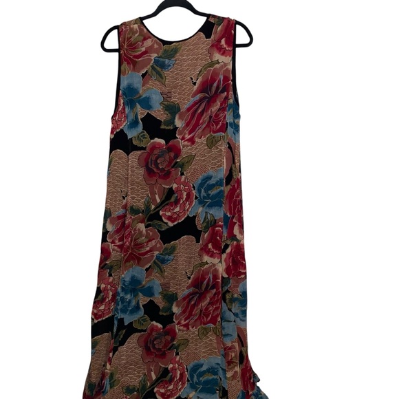 Vintage Lola P Dress Womens Medium Boho Grunge Maxi Floral Hippie Whimsigoth Art - Picture 3 of 11